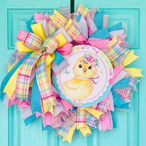 Colorful Easter Chick Spring Door Wreath
